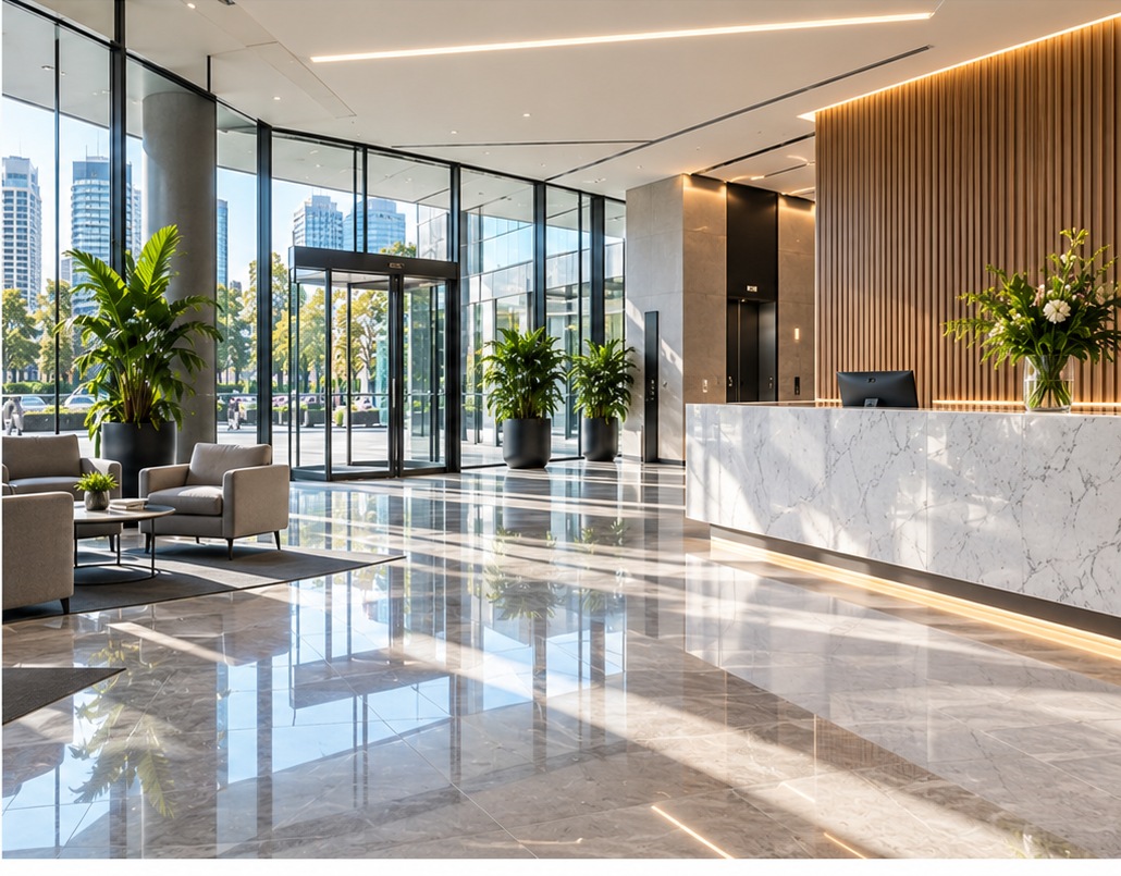 Modern commercial lobby and reception area in Sydney