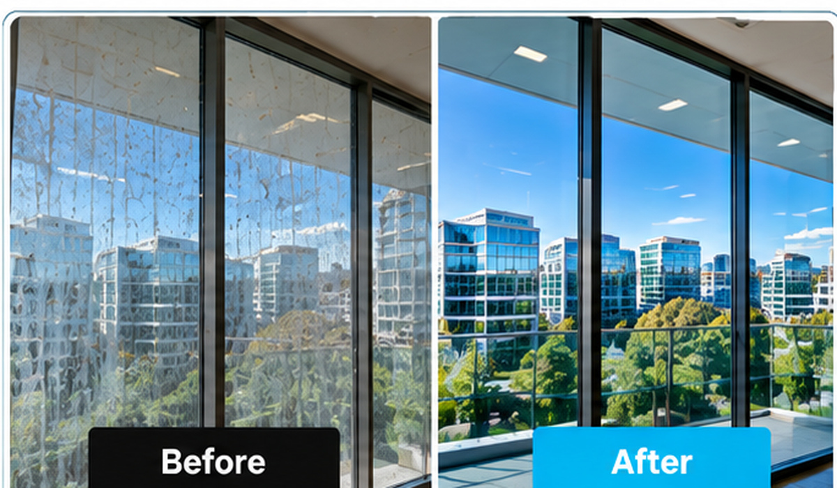 Commercial office window cleaning result