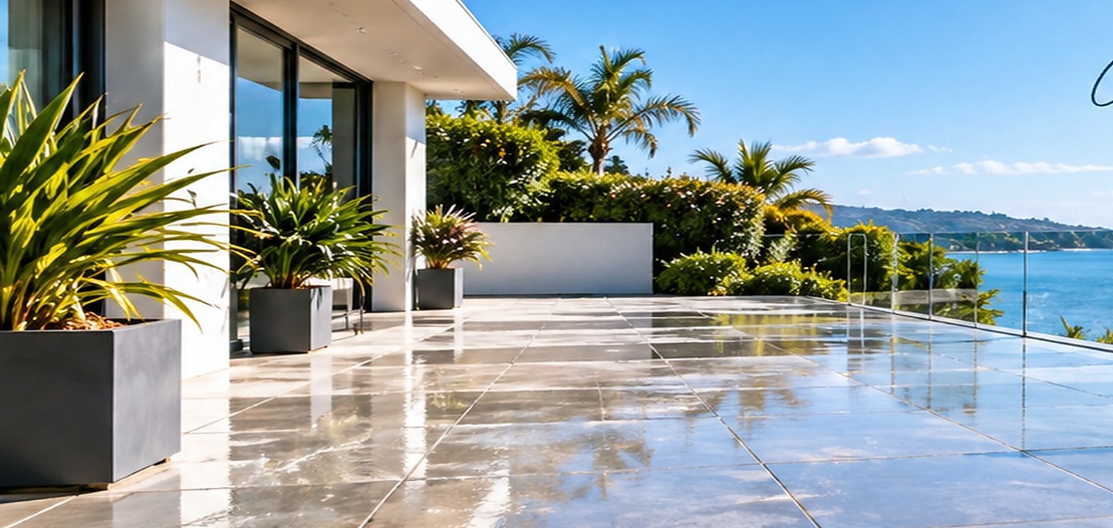 Freshly cleaned coastal outdoor hard surfaces